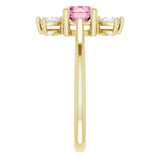 14K Gold Round Natural Pink Tourmaline & Natural Diamond Accented Ring - Yellow Gold - view 4