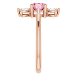 14K Gold Round Natural Pink Tourmaline & Natural Diamond Accented Ring - Rose Gold - view 4