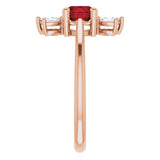 14K Gold Round Natural Mozambique Garnet & Natural Diamond Accented Ring – 6mm Stones - Rose Gold - view 4