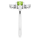 Platinum Round Natural Peridot & Natural Diamond Accented Ring - view 4