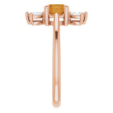 14K Gold Round Natural Citrine & Natural Diamond Accented Ring – 6mm Stones - Rose Gold - view 4