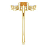 14K Gold Round Natural Citrine & Natural Diamond Accented Ring – 6mm Stones - Yellow Gold - view 4