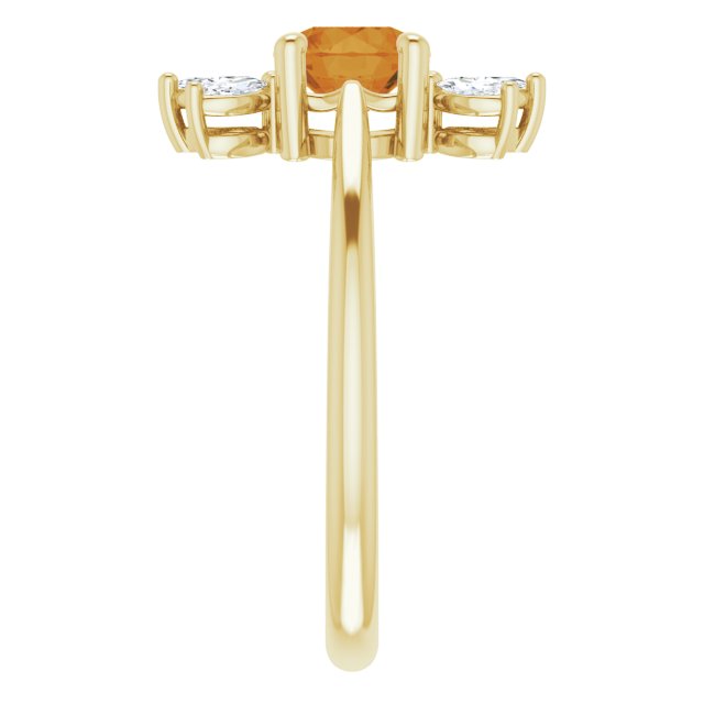 14K Gold Round Natural Citrine & Natural Diamond Accented Ring – 6mm Stones - Yellow Gold - view 4