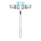 14K Gold Round Natural Blue Zircon & Natural Diamond Accented Ring – 6mm Stones - White Gold - view 4