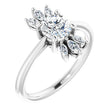 Platinum Round Natural White Sapphire & Natural Diamond Accented Ring