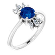 14K Gold Round Lab-Grown Blue Sapphire & Natural Diamond Accented Ring II