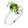 Platinum Round Natural Peridot & Natural Diamond Accented Ring