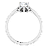 Platinum Round Natural White Sapphire & Natural Diamond Accented Ring - view 2