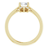 14K Gold Round Natural White Sapphire & Natural Diamond Accented Ring - Yellow Gold - view 2