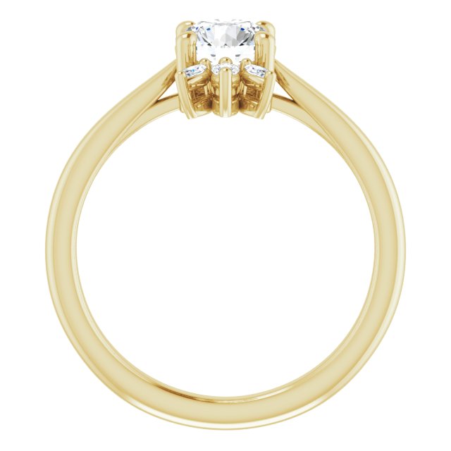 14K Gold Round Natural White Sapphire & Natural Diamond Accented Ring - Yellow Gold - view 2