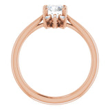 14K Gold Round Natural White Sapphire & Natural Diamond Accented Ring - Rose Gold - view 2