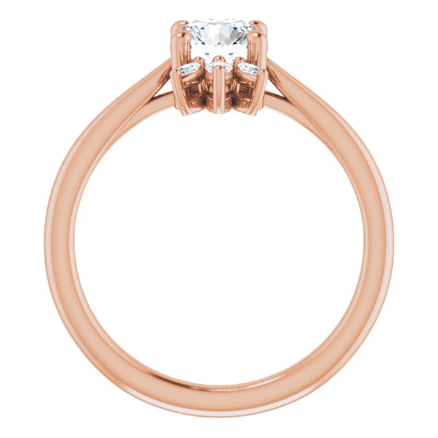 14K Gold Round Natural White Sapphire & Natural Diamond Accented Ring - Rose Gold - view 2