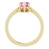 14K Gold Round Natural Pink Tourmaline & Natural Diamond Accented Ring - Yellow Gold - view 2