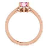 14K Gold Round Natural Pink Tourmaline & Natural Diamond Accented Ring - Rose Gold - view 2