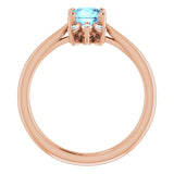 14K Gold Round Natural Aquamarine & Natural Diamond Accented Ring III - Rose Gold - view 2
