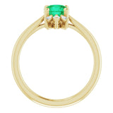 14K Gold Round Natural Emerald & Natural Diamond Accented Ring – 6mm Stones - Yellow Gold - view 2