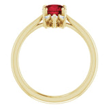 14K Gold Round Natural Mozambique Garnet & Natural Diamond Accented Ring – 6mm Stones - Yellow Gold - view 2