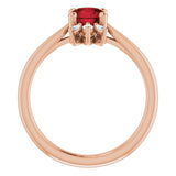 14K Gold Round Natural Mozambique Garnet & Natural Diamond Accented Ring – 6mm Stones - Rose Gold - view 2