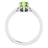 Platinum Round Natural Peridot & Natural Diamond Accented Ring - view 2