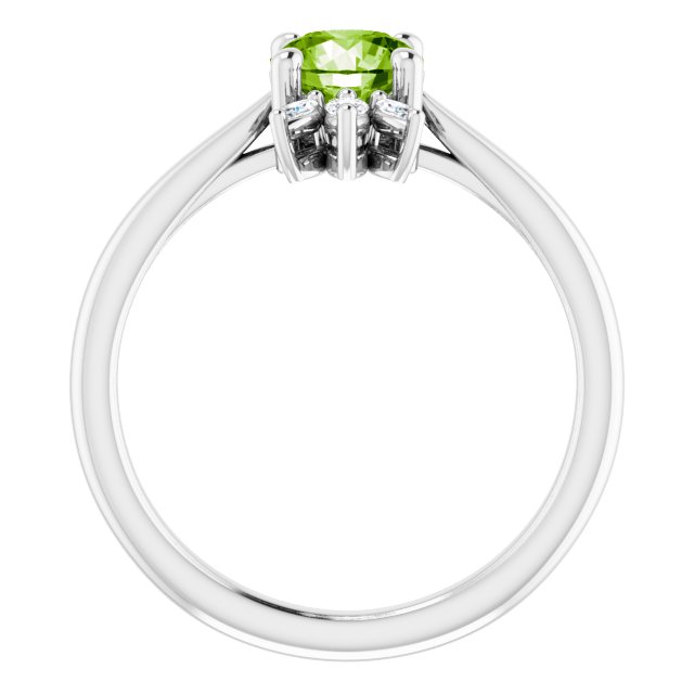 Platinum Round Natural Peridot & Natural Diamond Accented Ring - view 2
