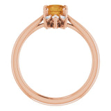 14K Gold Round Natural Citrine & Natural Diamond Accented Ring – 6mm Stones - Rose Gold - view 2