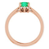 14K Gold Round Natural Emerald & Natural Diamond Accented Ring – 6mm Stones - Rose Gold - view 2