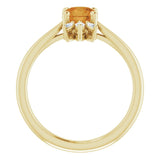 14K Gold Round Natural Citrine & Natural Diamond Accented Ring – 6mm Stones - Yellow Gold - view 2
