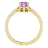 14K Gold Round Natural Amethyst & Natural Diamond Accented Ring – 6mm Stones - Yellow Gold - view 2