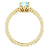 14K Gold Round Natural Blue Zircon & Natural Diamond Accented Ring – 6mm Stones - Yellow Gold - view 2