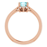 14K Gold Round Natural Blue Zircon & Natural Diamond Accented Ring – 6mm Stones - Rose Gold - view 2