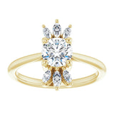 14K Gold Round Natural White Sapphire & Natural Diamond Accented Ring - Yellow Gold - view 3