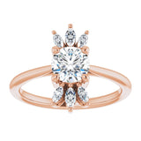 14K Gold Round Natural White Sapphire & Natural Diamond Accented Ring - Rose Gold - view 3