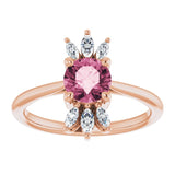 14K Gold Round Natural Pink Tourmaline & Natural Diamond Accented Ring - Rose Gold - view 3