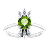 Platinum Round Natural Peridot & Natural Diamond Accented Ring - view 3