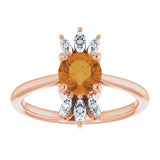 14K Gold Round Natural Citrine & Natural Diamond Accented Ring – 6mm Stones - Rose Gold - view 3