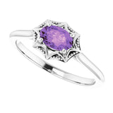 Platinum Oval Natural Amethyst Solitaire Ring – 6x4mm - view 5