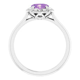 Platinum Oval Natural Amethyst Solitaire Ring – 6x4mm - view 2
