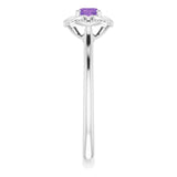 Platinum Oval Natural Amethyst Solitaire Ring – 6x4mm - view 4