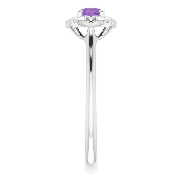 Platinum Oval Natural Amethyst Solitaire Ring – 6x4mm - view 4