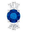 14K Gold Round Lab-Grown Blue Sapphire & Natural Diamond Accented Necklace or Pendant – 1/6 CTW - White Gold