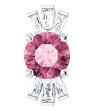 Platinum Round Natural Pink Tourmaline & Natural Diamond Accented Necklace or Pendant – 1/6 CTW