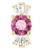 14K Gold Round Natural Pink Tourmaline & Natural Diamond Accented Necklace or Pendant – 1/6 CTW - Yellow Gold