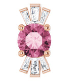 14K Gold Round Natural Pink Tourmaline & Natural Diamond Accented Necklace or Pendant – 1/6 CTW - Rose Gold