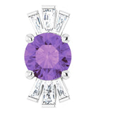 Platinum Round Natural Amethyst & Natural Diamond Accented Necklace or Pendant – 1/6 CTW
