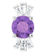 14K Gold Round Natural Amethyst & Natural Diamond Accented Necklace or Pendant – 1/6 CTW - White Gold