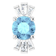 14K Gold Round Natural Aquamarine & Natural Diamond Accented Necklace or Pendant – 1/6 CTW - White Gold