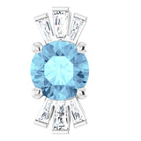 14K Gold Round Natural Aquamarine & Natural Diamond Accented Necklace or Pendant – 1/6 CTW - White Gold