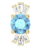 14K Gold Round Natural Aquamarine & Natural Diamond Accented Necklace or Pendant – 1/6 CTW - Yellow Gold