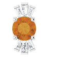 14K Gold Round Natural Citrine & Natural Diamond Accented Necklace or Pendant – 1/6 CTW - White Gold