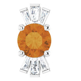 14K Gold Round Natural Citrine & Natural Diamond Accented Necklace or Pendant – 1/6 CTW - White Gold